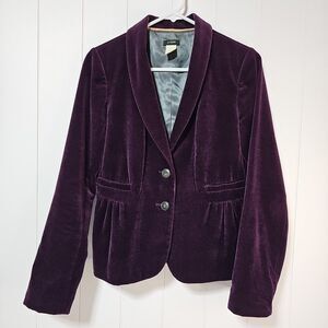 J Crew Womens Purple Velvet Eden Blazer Peplum Jacket Size 4 Holiday Party 17306